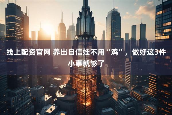 线上配资官网 养出自信娃不用“鸡”，做好这3件小事就够了